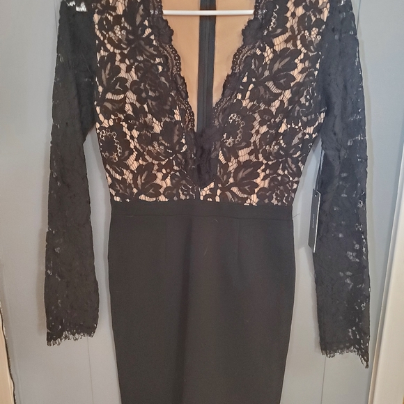 Long Sleeve Lace Mini Small Bodycon Night Out Dress - Picture 4 of 7